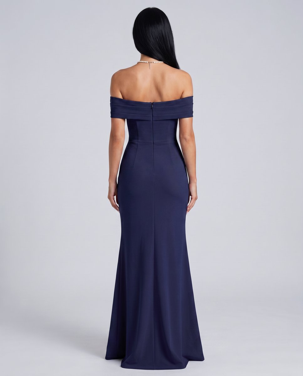 Women's Off-Shoulder Bodycon Fall Wedding Guest Dress Maxi