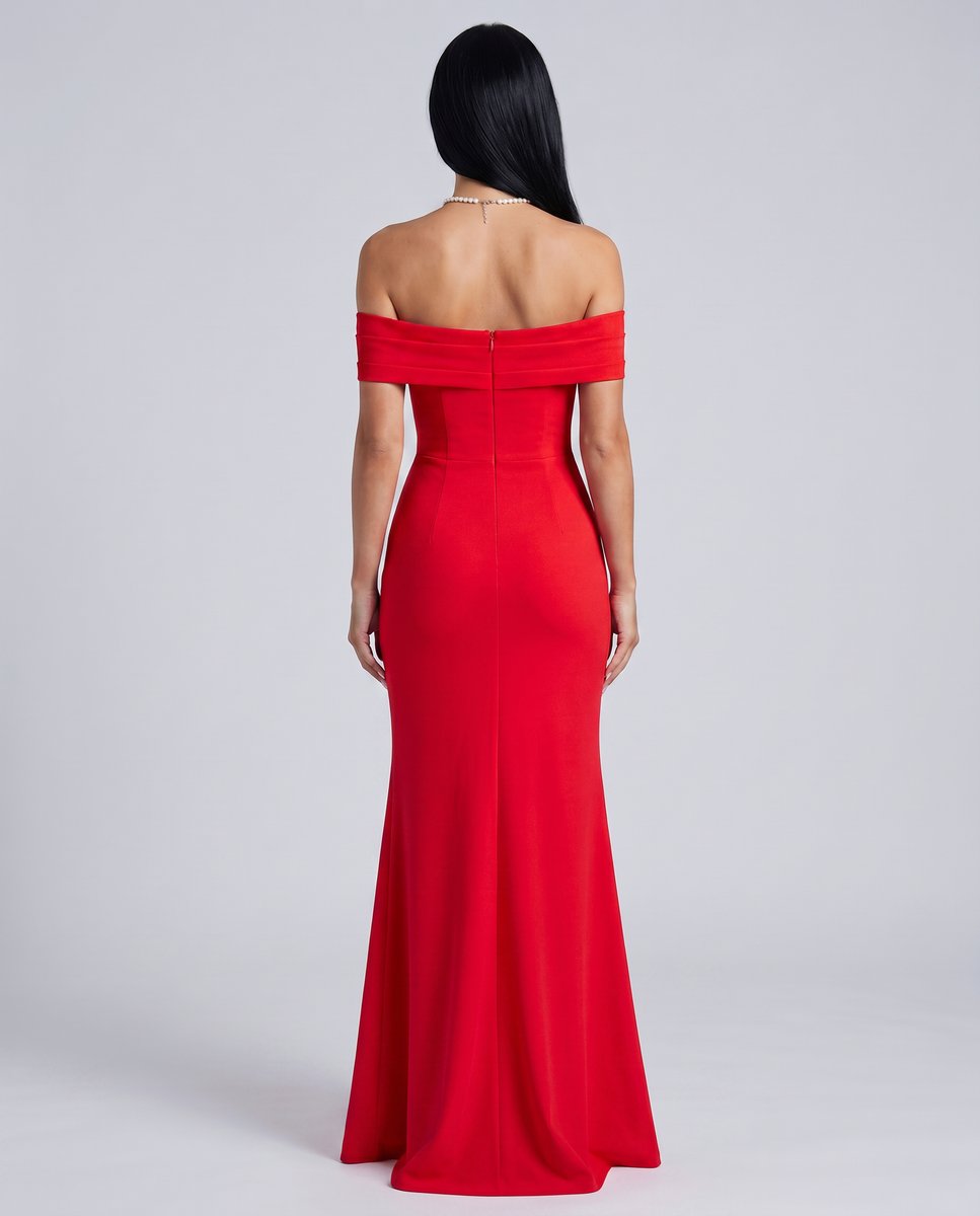 Women's Off-Shoulder Bodycon Fall Wedding Guest Dress Maxi