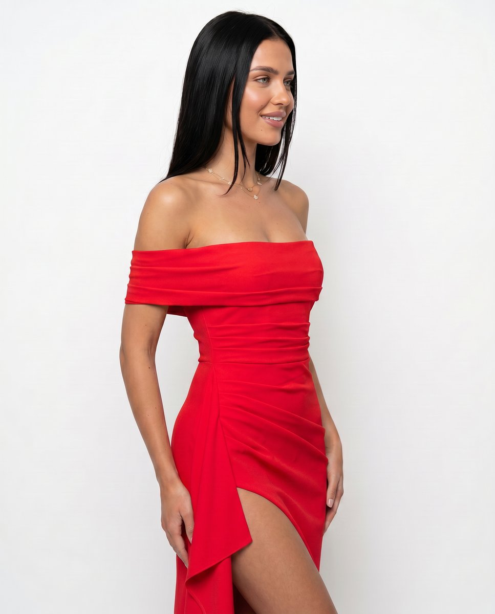 Women's Off-Shoulder Bodycon Fall Wedding Guest Dress Maxi