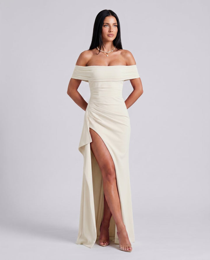 Women's Off-Shoulder Bodycon Fall Wedding Guest Dress Maxi