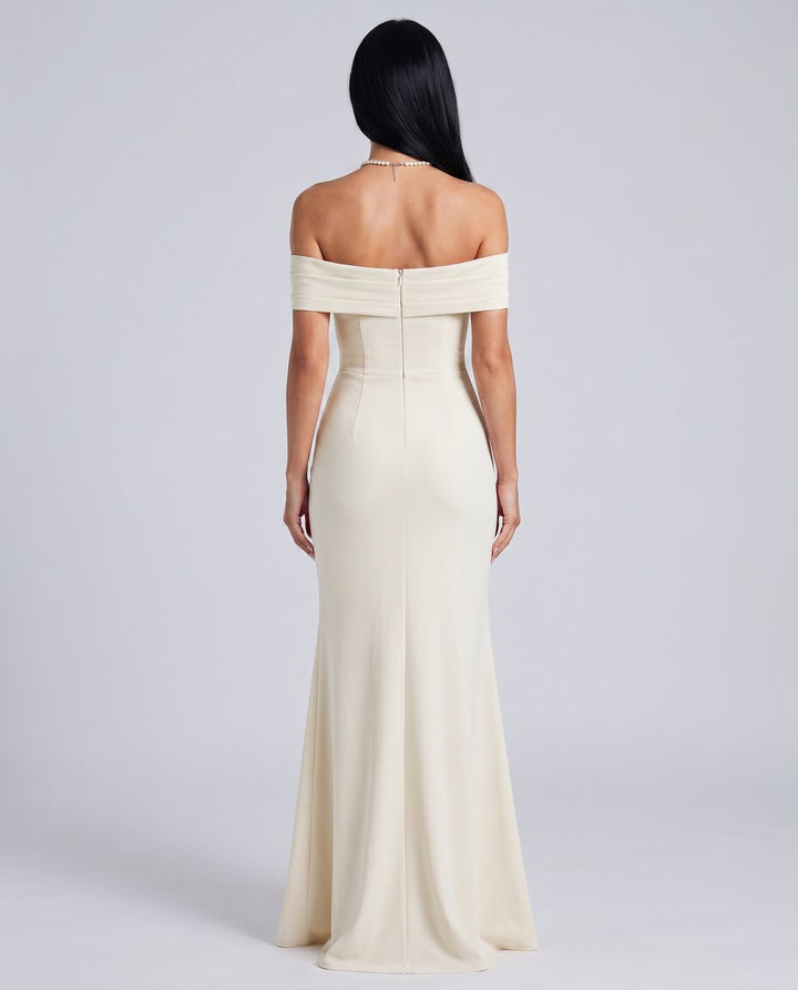 Women's Off-Shoulder Bodycon Fall Wedding Guest Dress Maxi