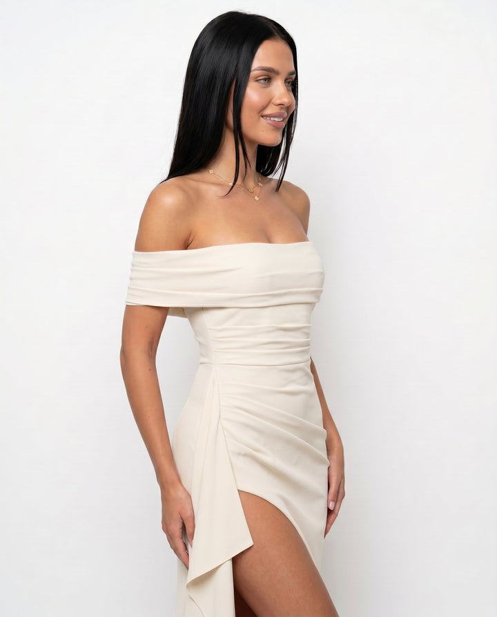 Women's Off-Shoulder Bodycon Fall Wedding Guest Dress Maxi