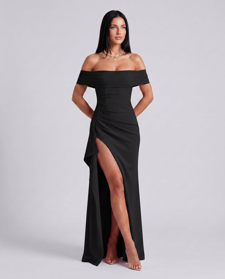 Women's Off-Shoulder Bodycon Fall Wedding Guest Dress Maxi