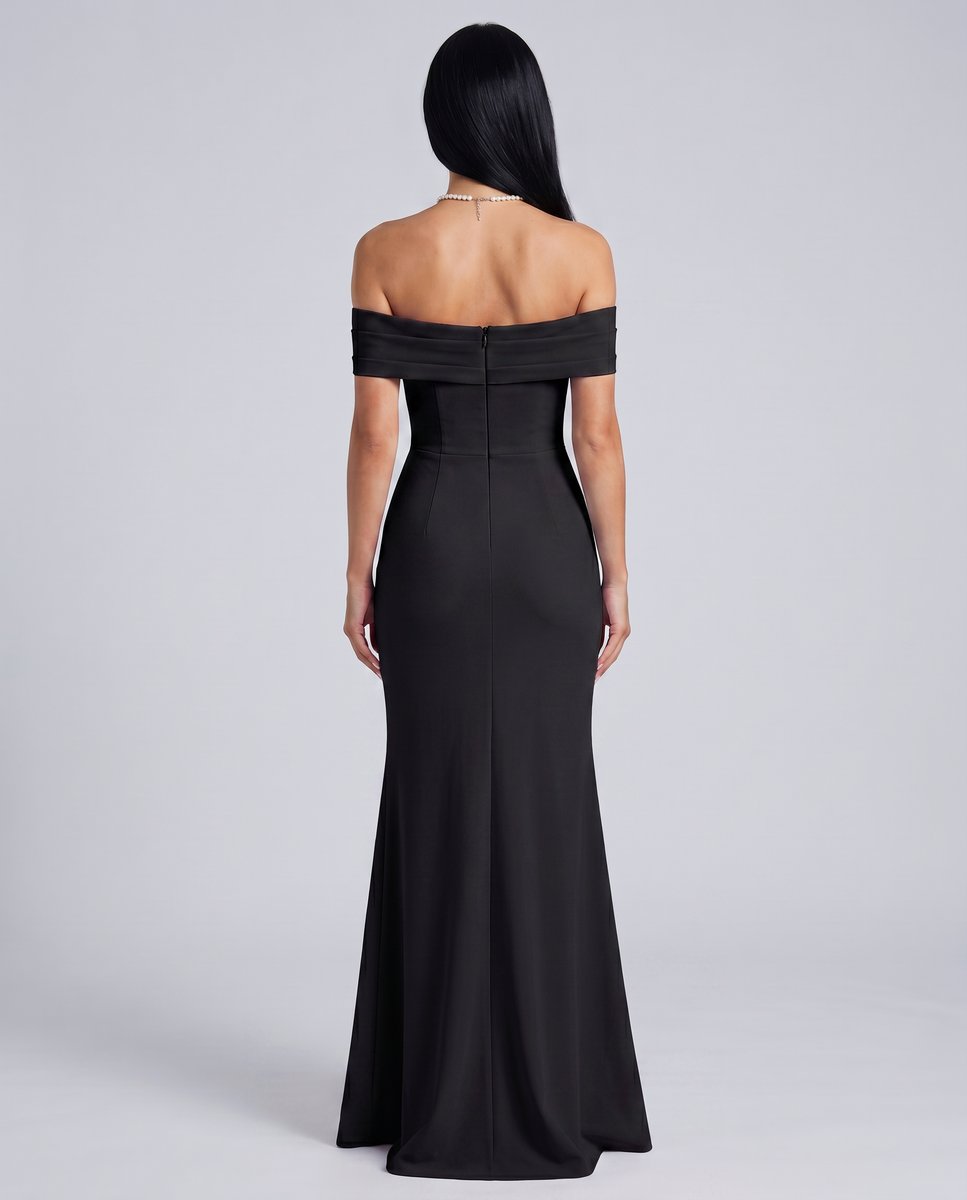 Women's Off-Shoulder Bodycon Fall Wedding Guest Dress Maxi