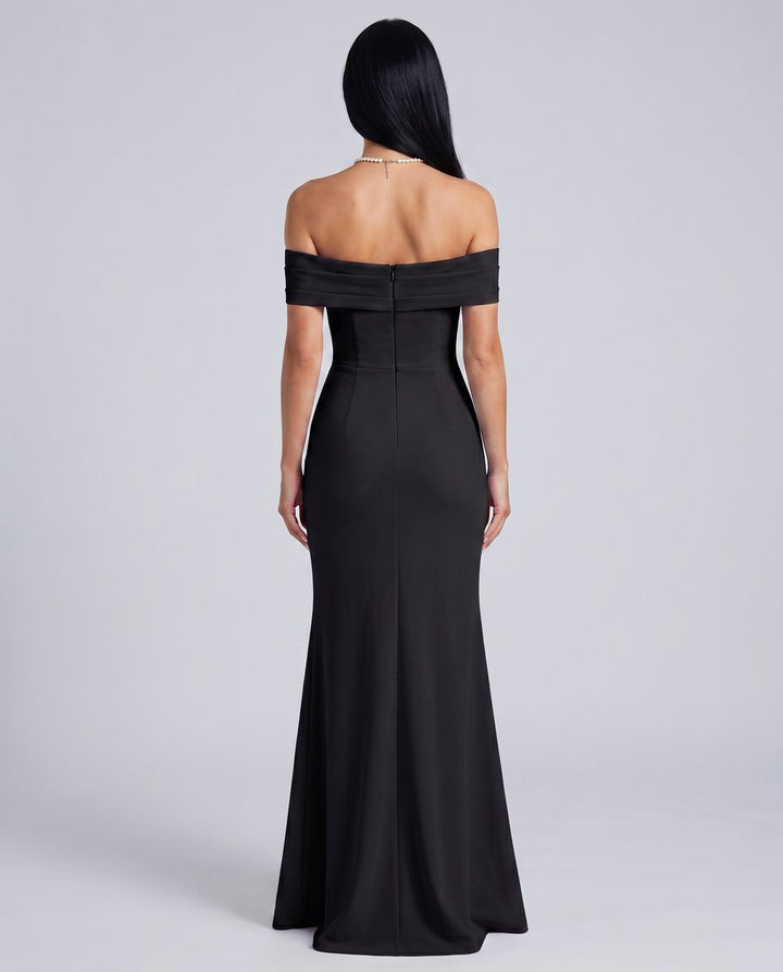 Women's Off-Shoulder Bodycon Fall Wedding Guest Dress Maxi