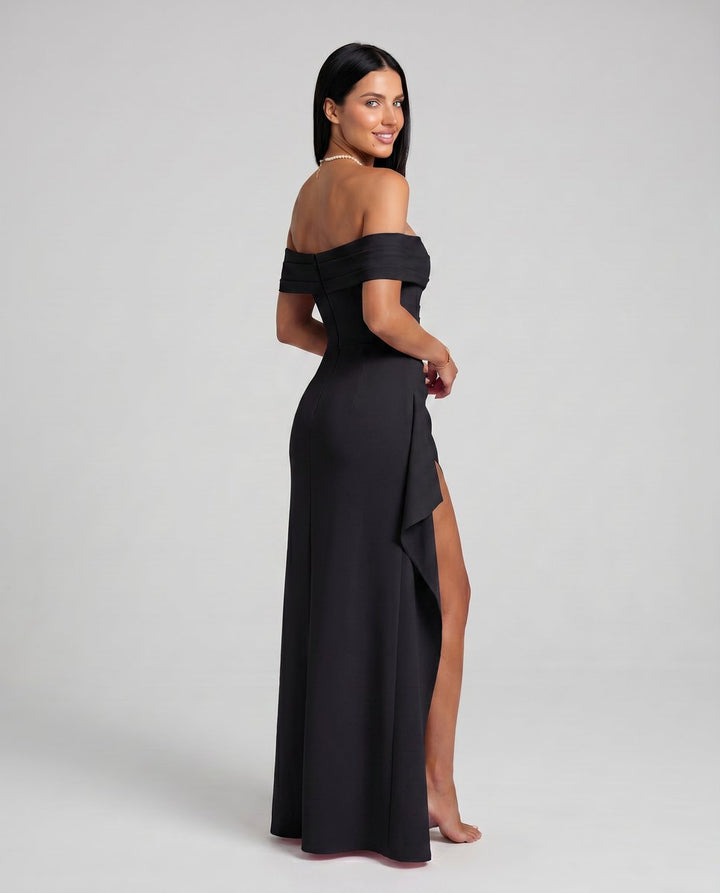 Women's Off-Shoulder Bodycon Fall Wedding Guest Dress Maxi