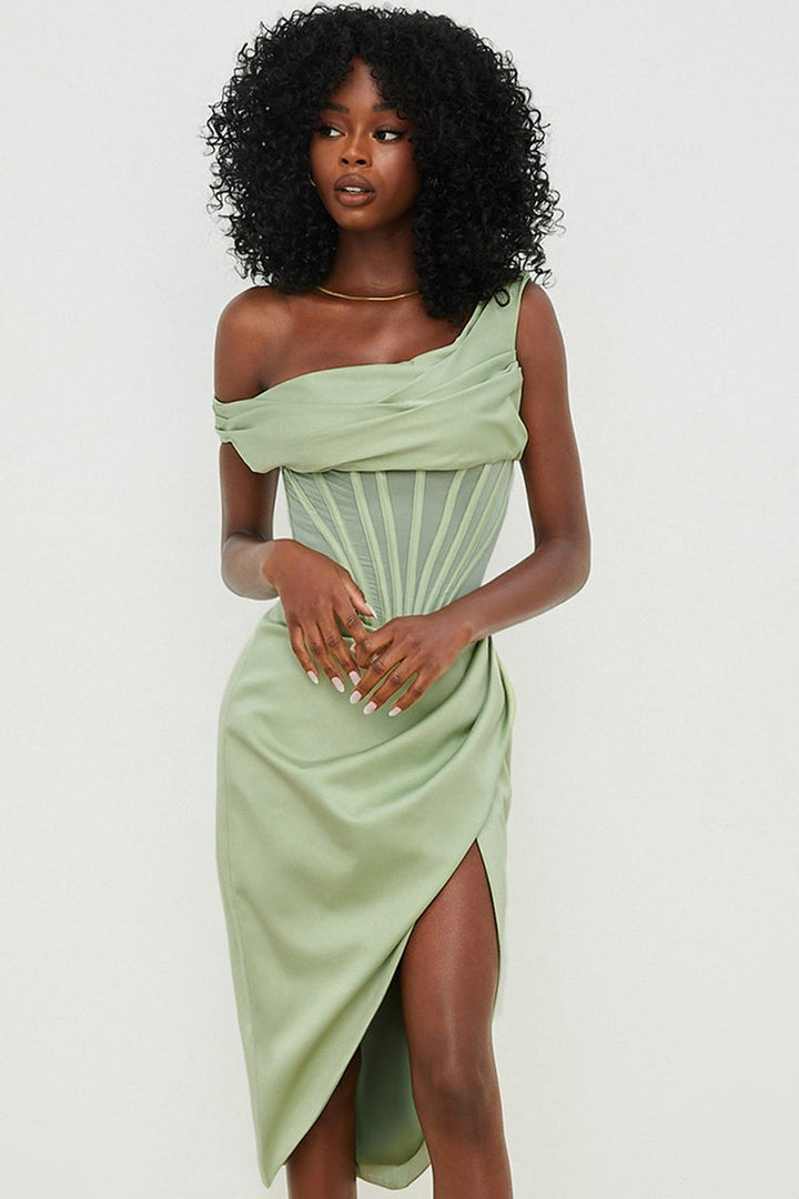 Women's Off-Shoulder Corset Bodycon Fall Midi Dress