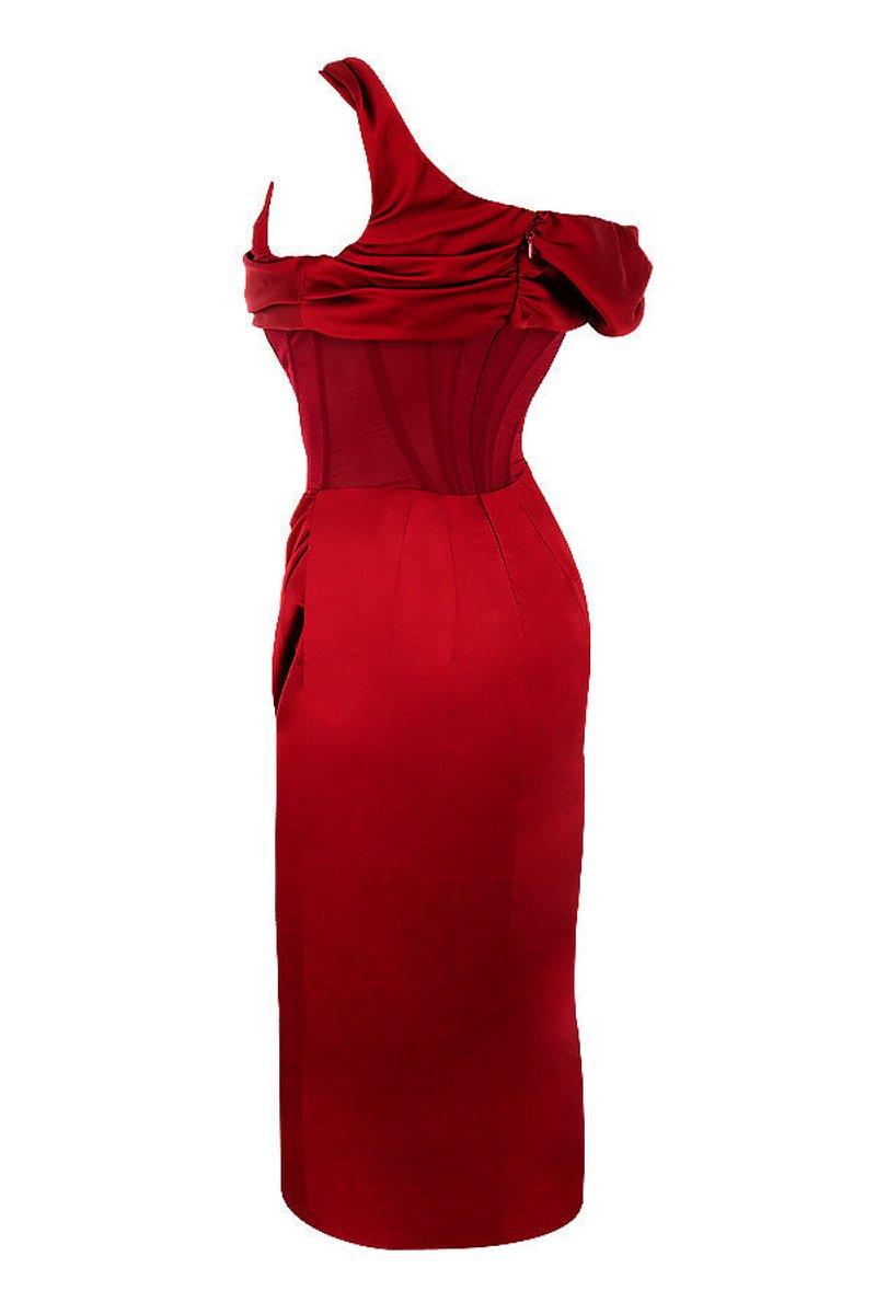 Women's Off-Shoulder Corset Bodycon Fall Midi Dress