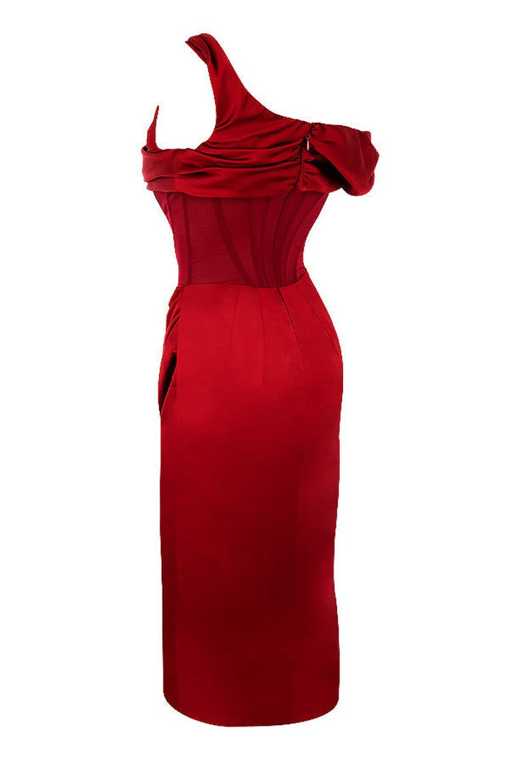 Women's Off-Shoulder Corset Bodycon Fall Midi Dress