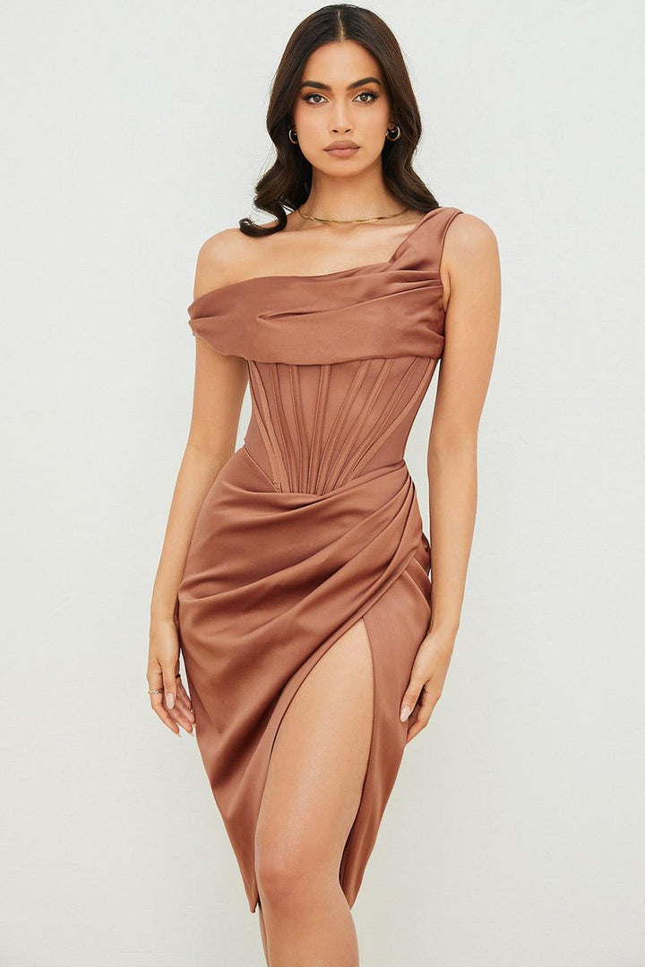 Women's Off-Shoulder Corset Bodycon Fall Midi Dress