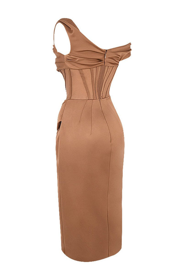 Women's Off-Shoulder Corset Bodycon Fall Midi Dress