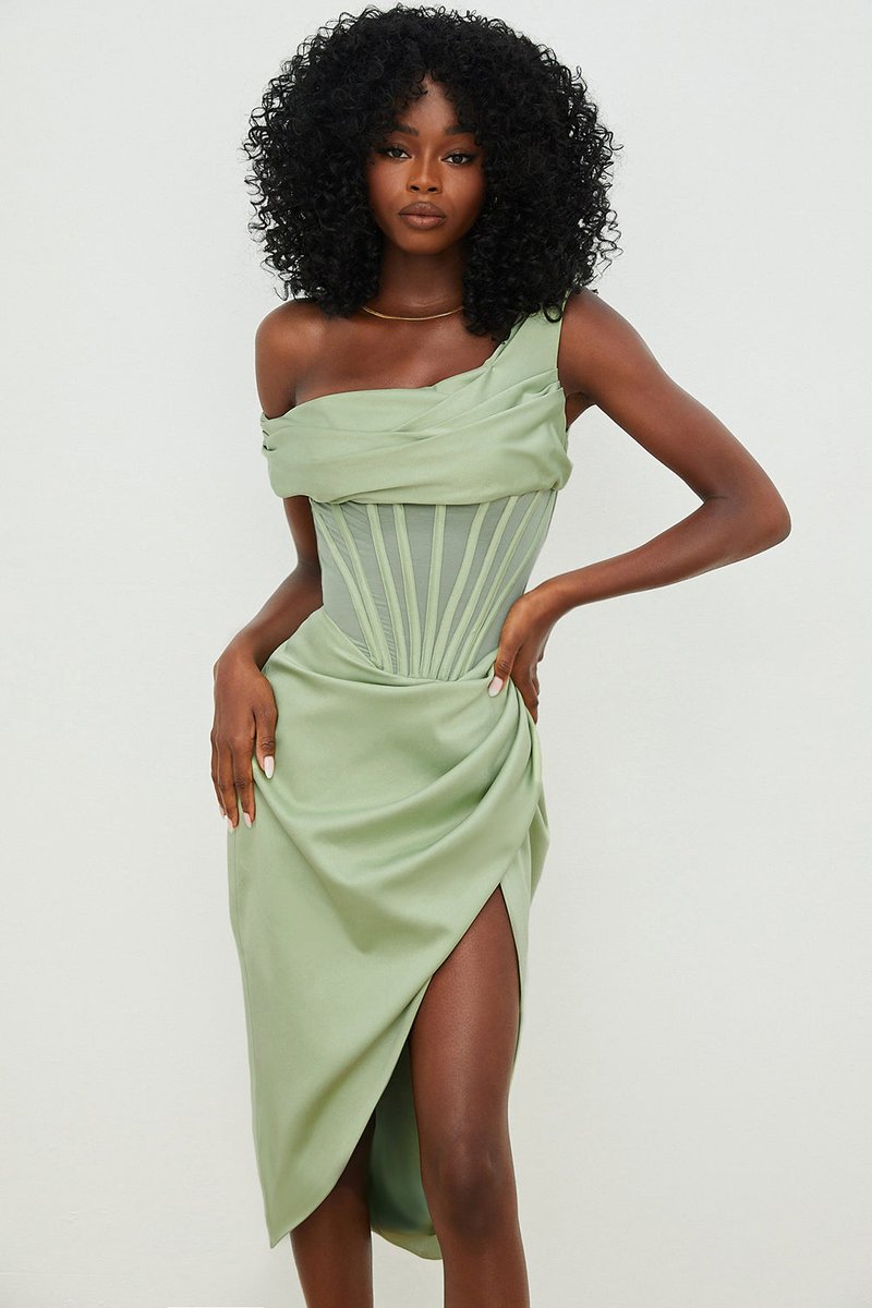 Women's Off-Shoulder Corset Bodycon Fall Midi Dress