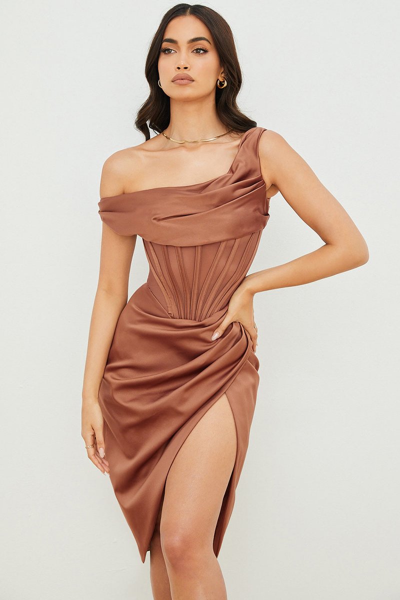 Women's Off-Shoulder Corset Bodycon Fall Midi Dress