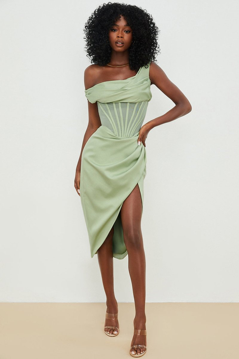 Women's Off-Shoulder Corset Bodycon Fall Midi Dress