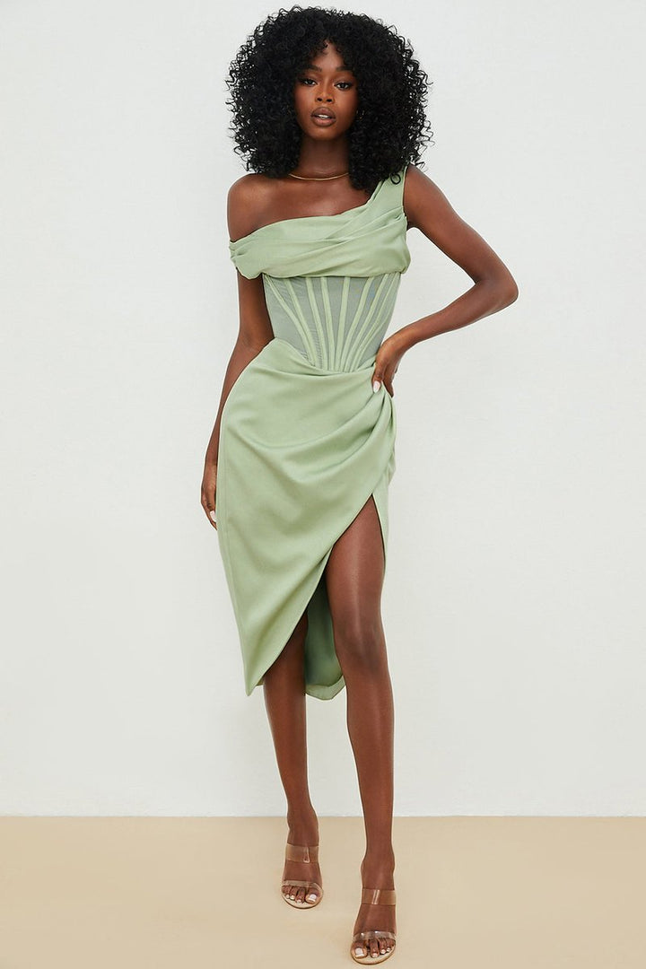 Women's Off-Shoulder Corset Bodycon Fall Midi Dress