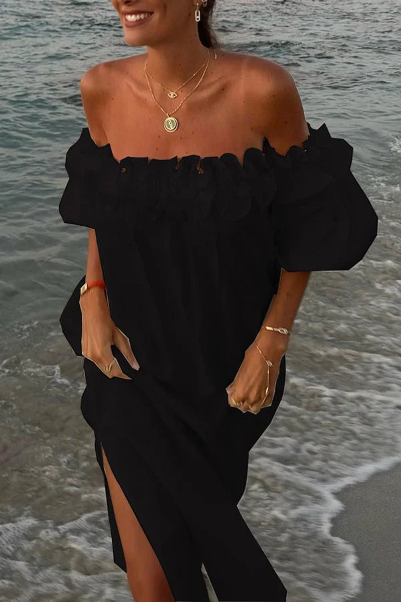 Women's Off-Shoulder Ruffle Fall Midi Dress