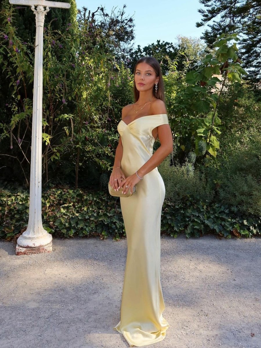 Women's Off-Shoulder Satin Mermaid Formal Dress