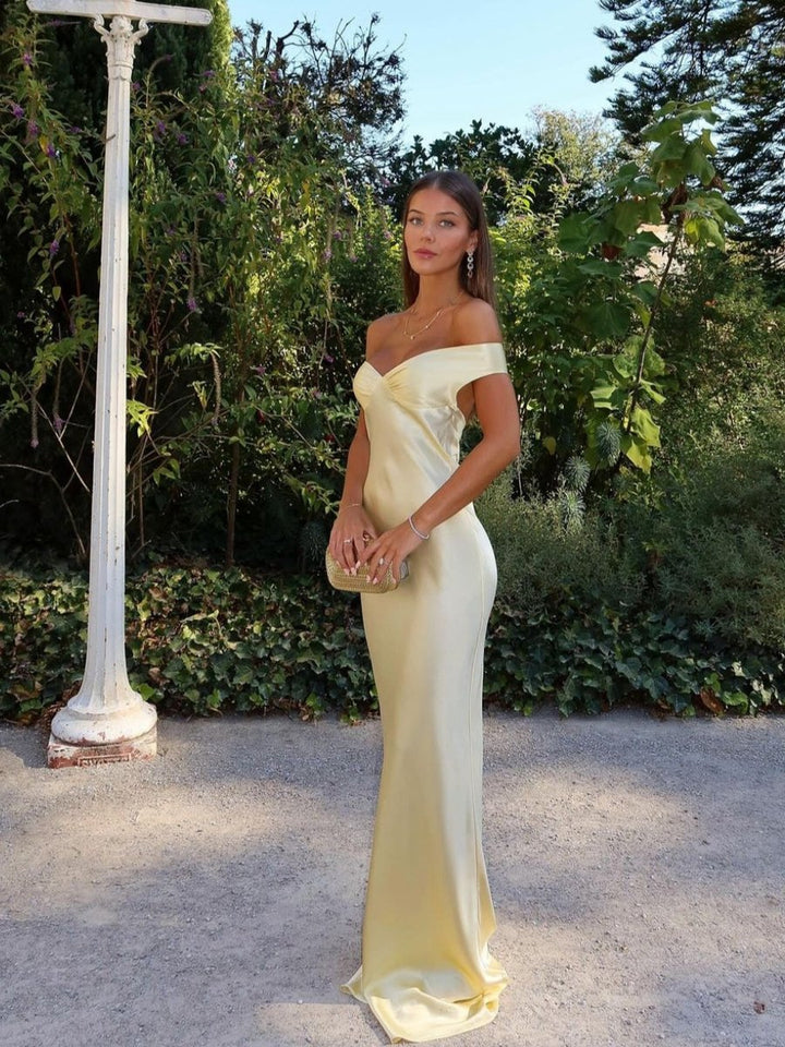 Women's Off-Shoulder Satin Mermaid Formal Dress