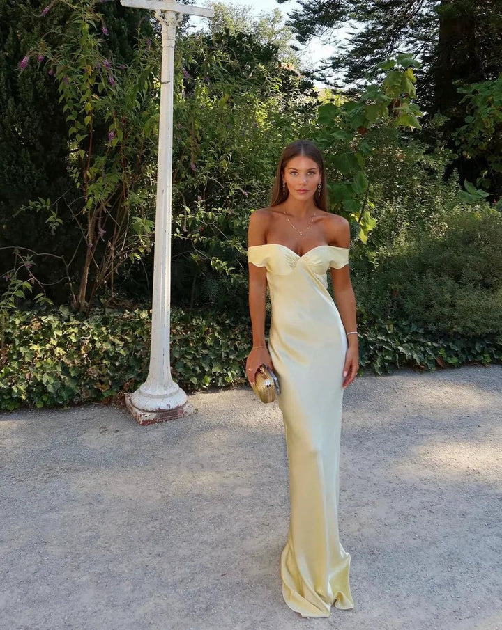 Women's Off-Shoulder Satin Mermaid Formal Dress