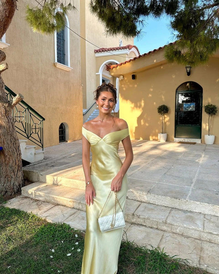 Women's Off-Shoulder Satin Mermaid Formal Dress