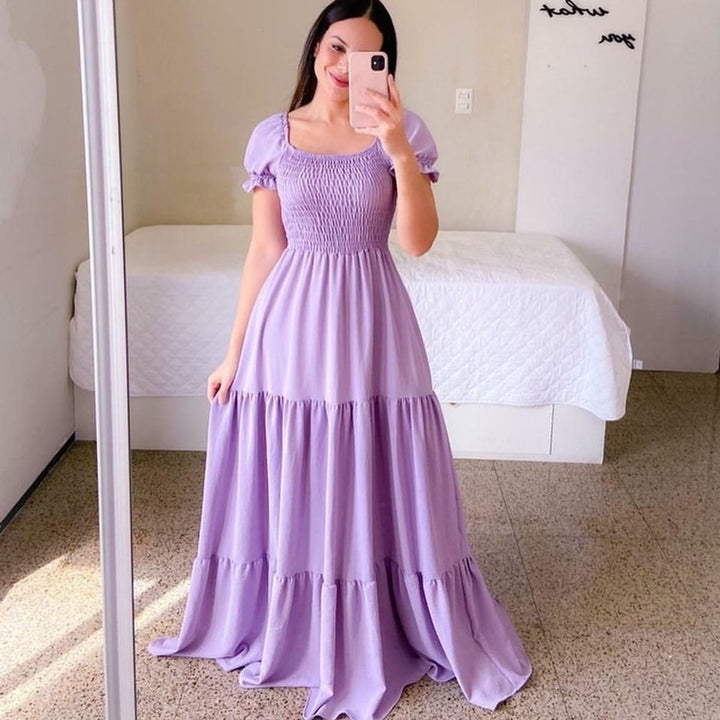 Women's Off-Shoulder Smocked Tiered Fall Midi Dress