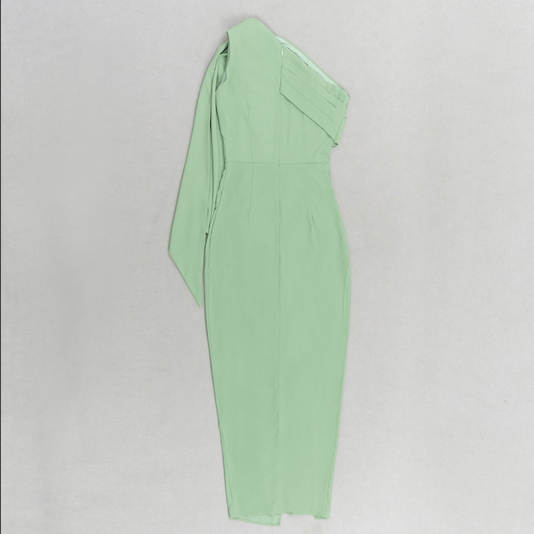 Women's One-Shoulder Bodycon High-Slit Fall Midi Dress