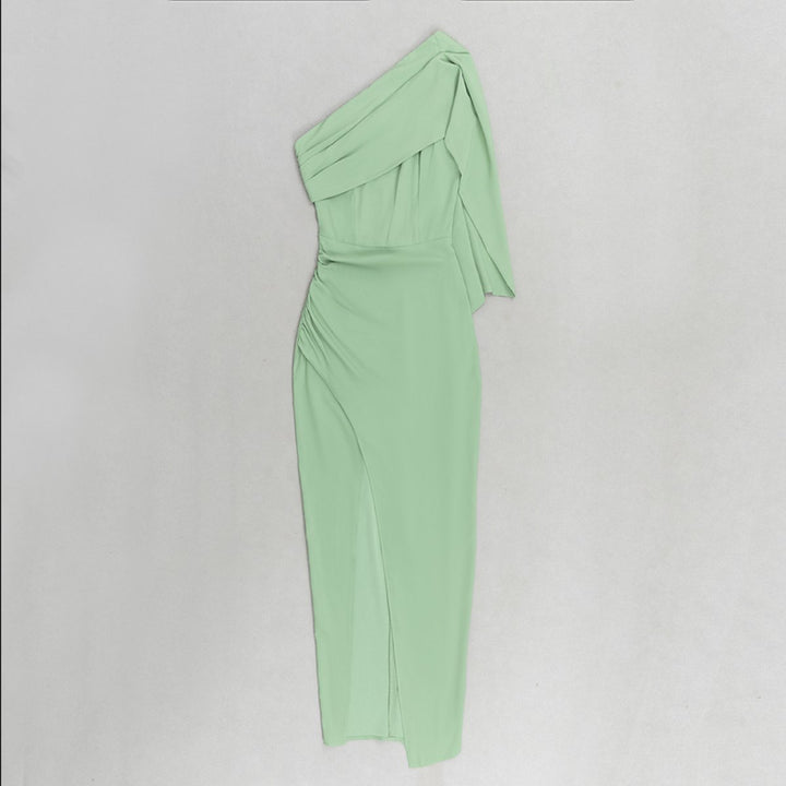 Women's One-Shoulder Bodycon High-Slit Fall Midi Dress