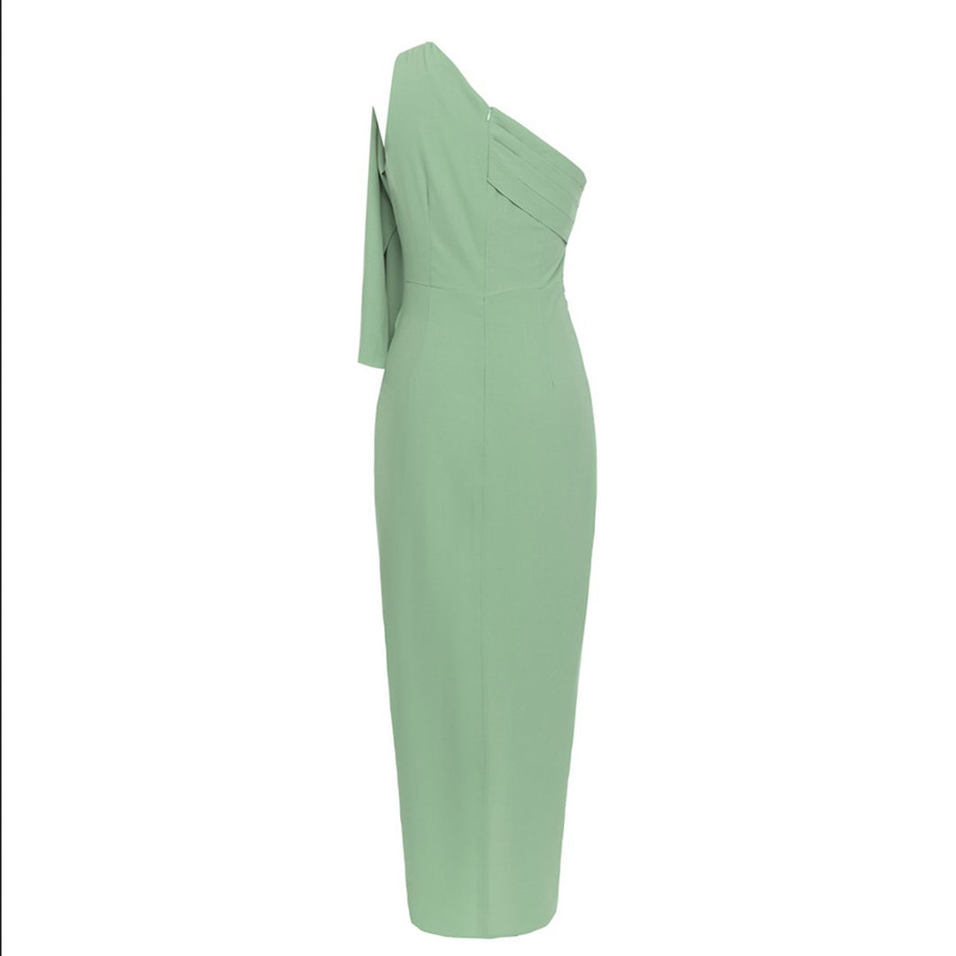 Women's One-Shoulder Bodycon High-Slit Fall Midi Dress