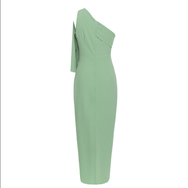 Women's One-Shoulder Bodycon High-Slit Fall Midi Dress