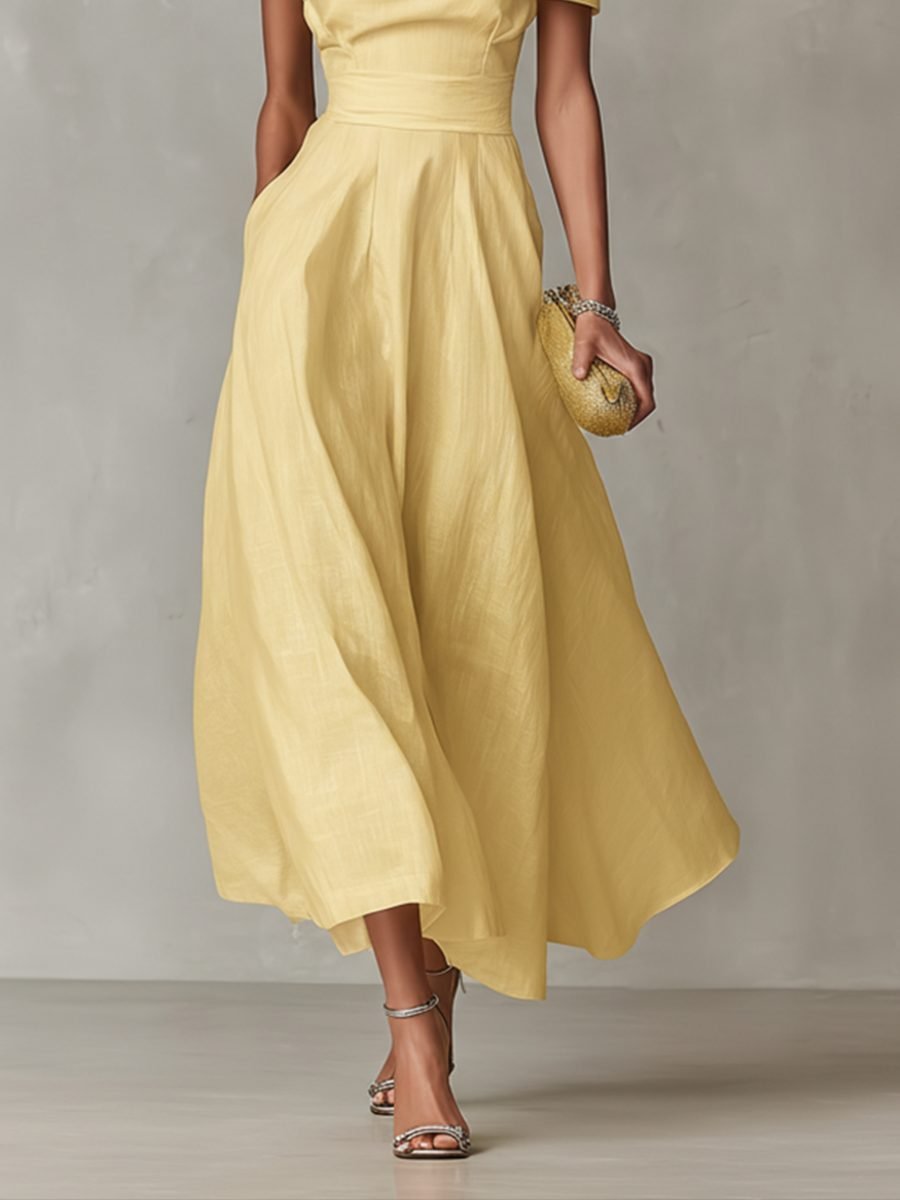 Women's One-Shoulder Full-Skirt Midi Formal Dress