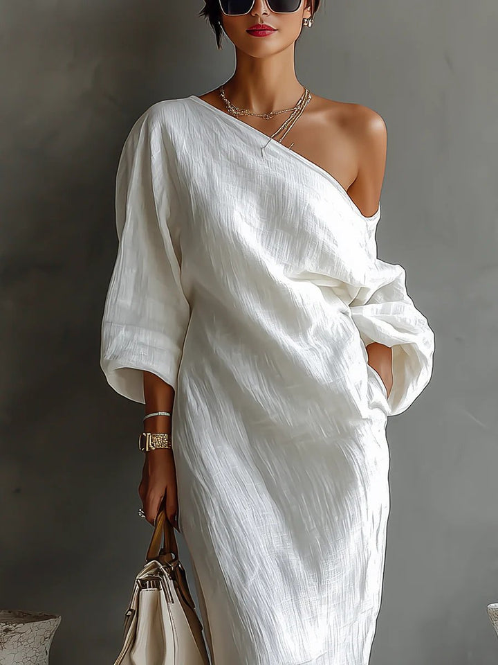Women's One-Shoulder Long-Sleeve Maxi Formal Dress