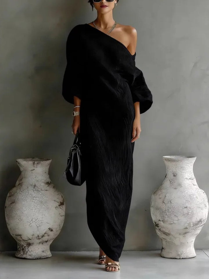Women's One-Shoulder Long-Sleeve Maxi Formal Dress