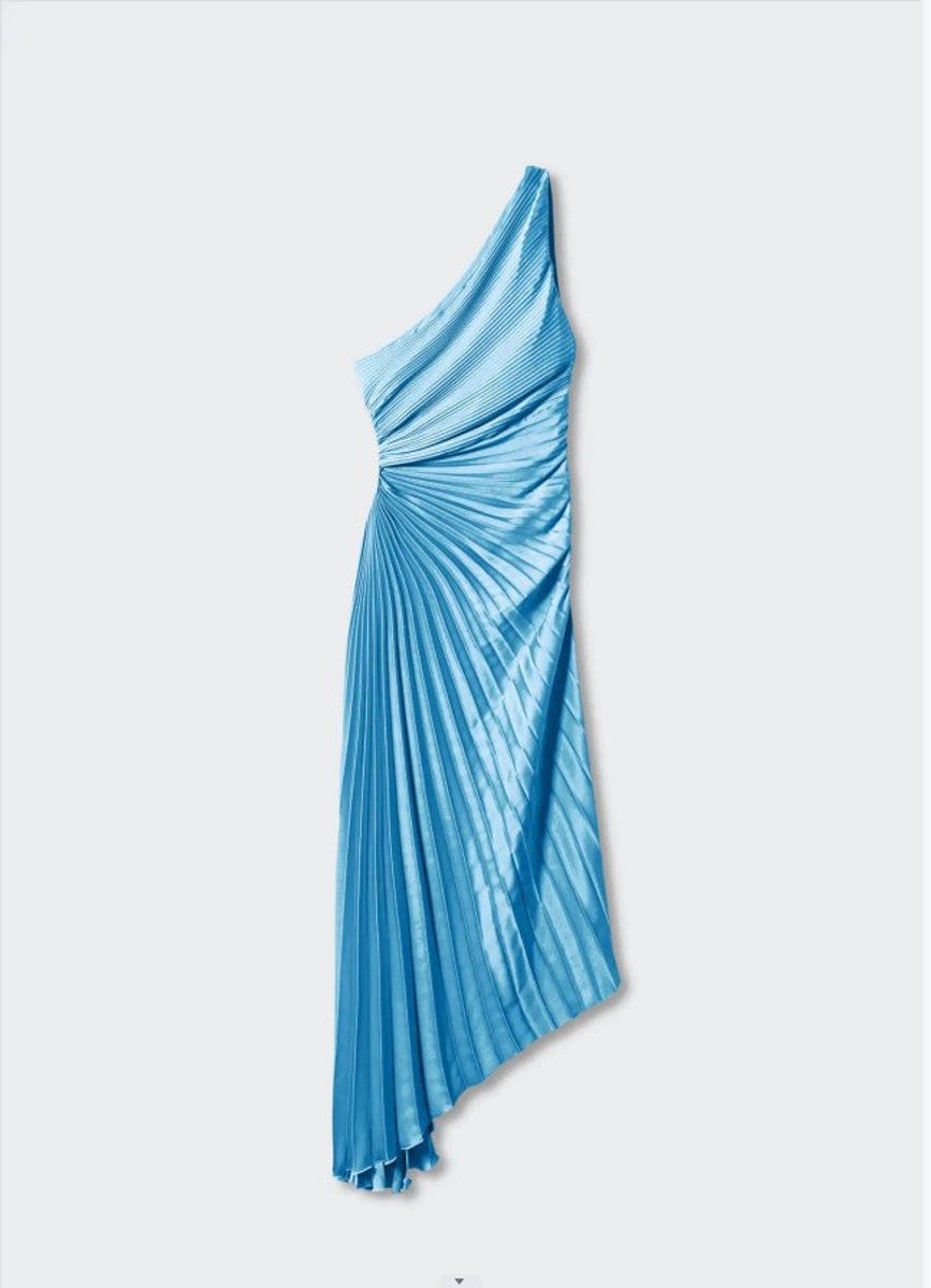 Women's One-Shoulder Pleated Asymmetrical Fall Midi Dress