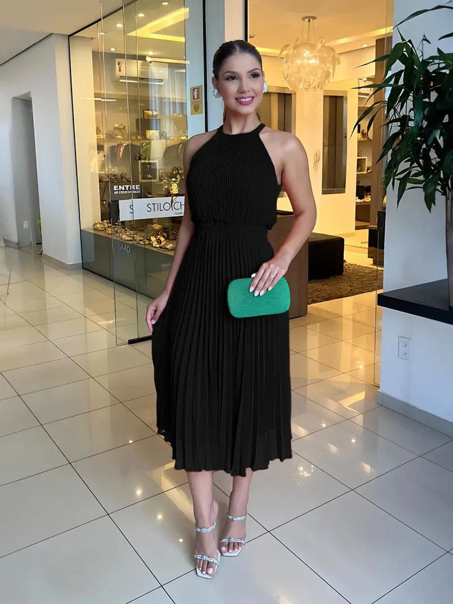 Women's One-Shoulder Pleated Skirt Fall Midi Dress Gathered Waist