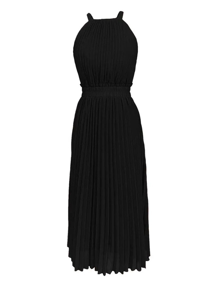 Women's One-Shoulder Pleated Skirt Fall Midi Dress Gathered Waist