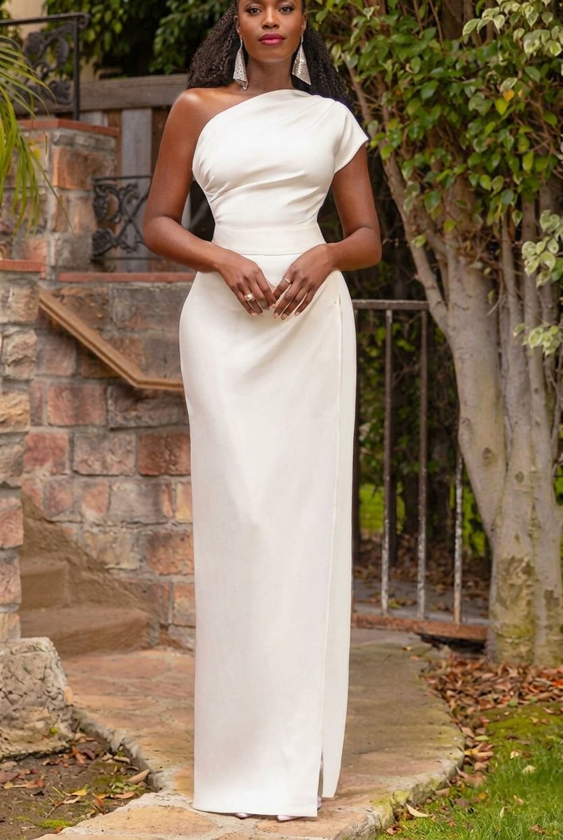 Women's One-Shoulder Slit-Skirt Elegant Maxi Formal Dress