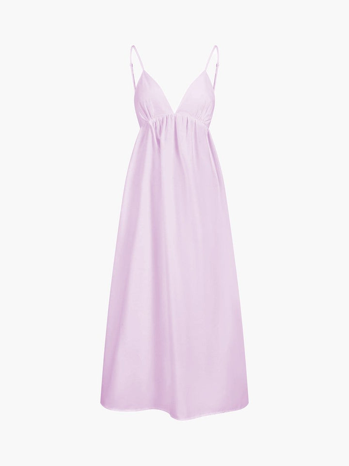 Women's Open-Back Cotton Midi Fall Wedding Guest Dress