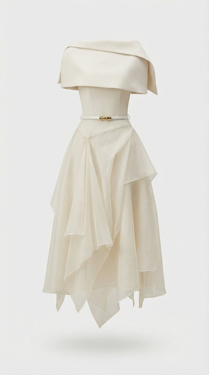 Women's Open-Back Gauze Cape Fall Wedding Guest Dress