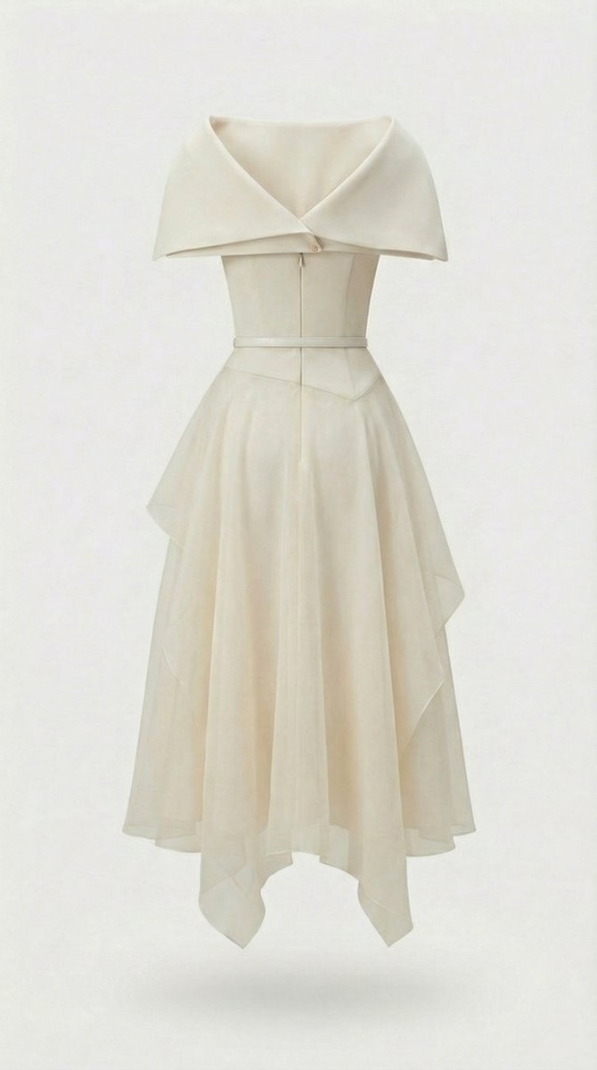 Women's Open-Back Gauze Cape Fall Wedding Guest Dress