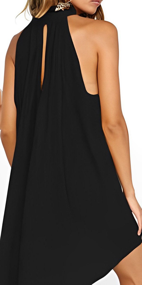 Women's Open-Back Halter-Neck Sleeveless Fall Midi Dress