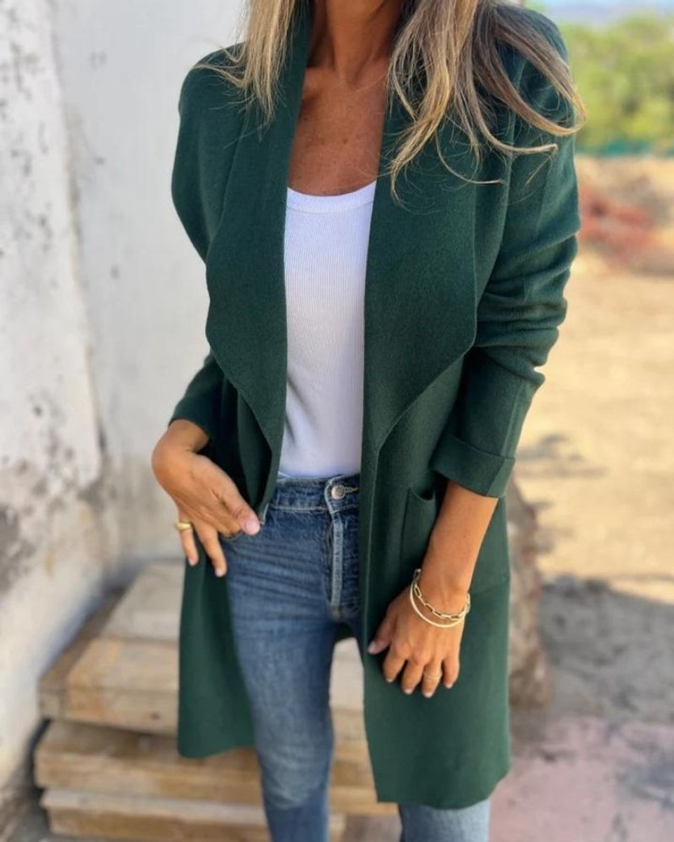 Women's Open-Front Lapel Cardigan Long Coat