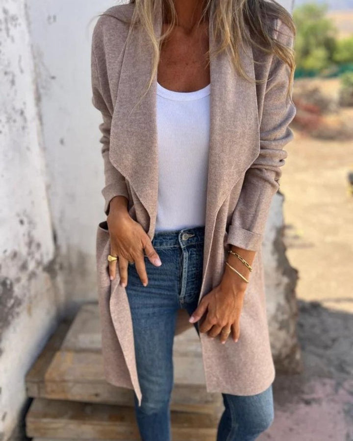 Women's Open-Front Lapel Cardigan Long Coat