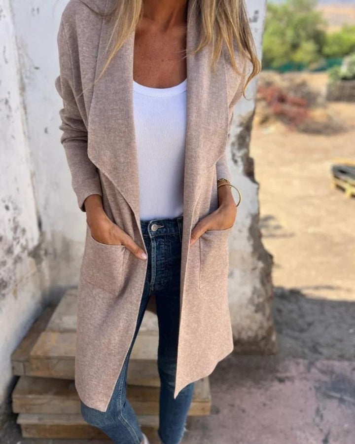 Women's Open-Front Lapel Cardigan Long Coat