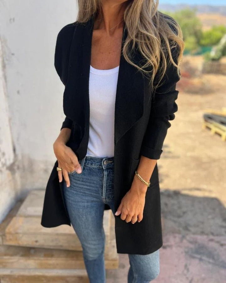 Women's Open-Front Lapel Cardigan Long Coat