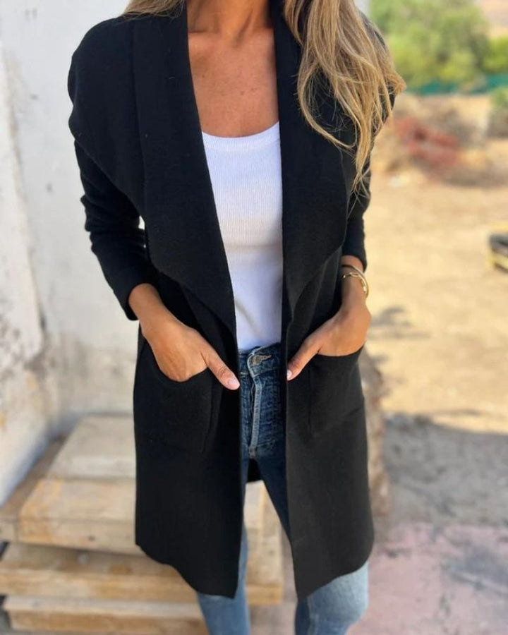 Women's Open-Front Lapel Cardigan Long Coat