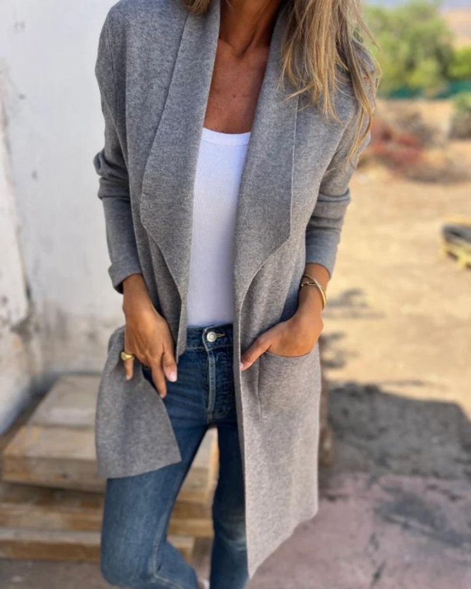 Women's Open-Front Lapel Cardigan Long Coat