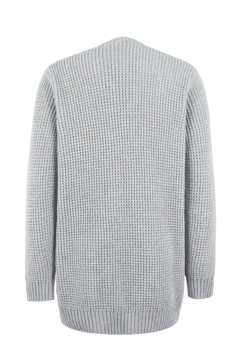 Women's Open-Front Long Knit Cardigan Sweater Pockets