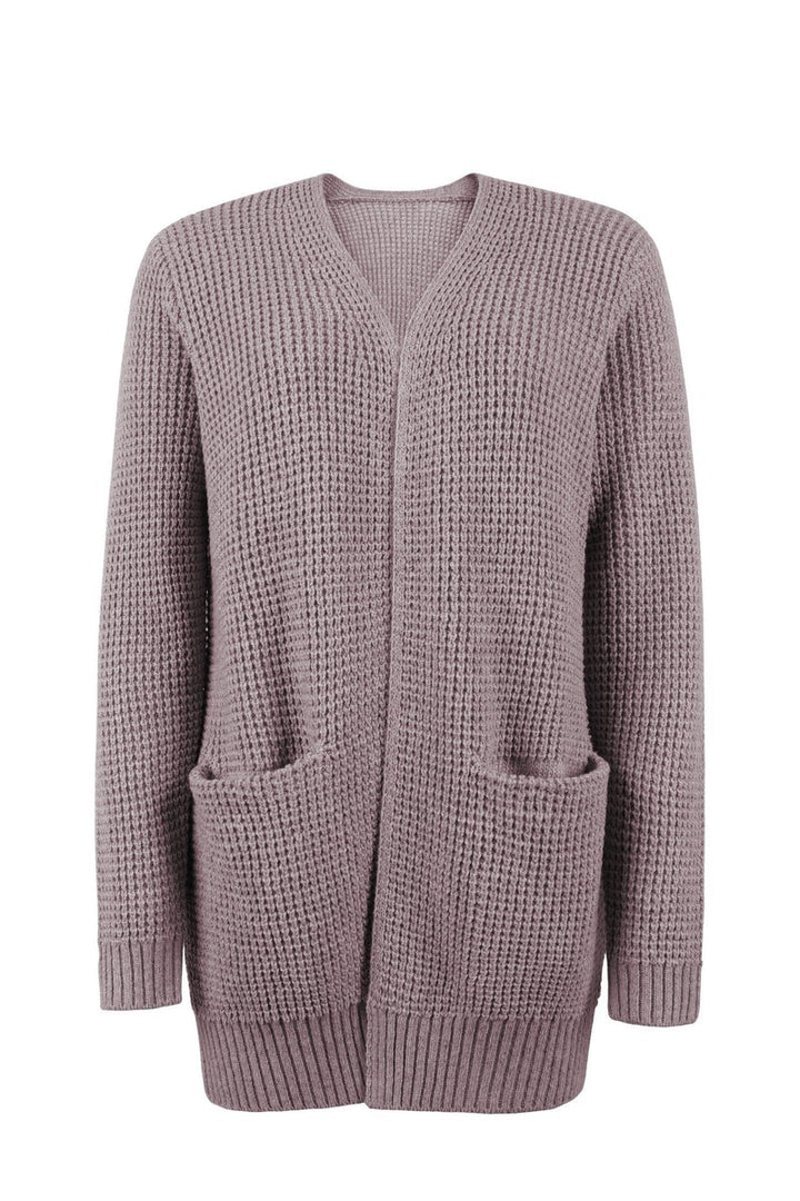Women's Open-Front Long Knit Cardigan Sweater Pockets