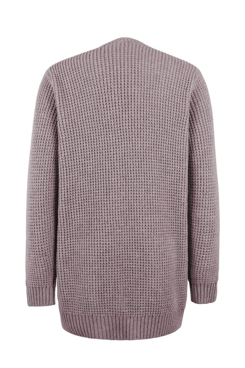 Women's Open-Front Long Knit Cardigan Sweater Pockets