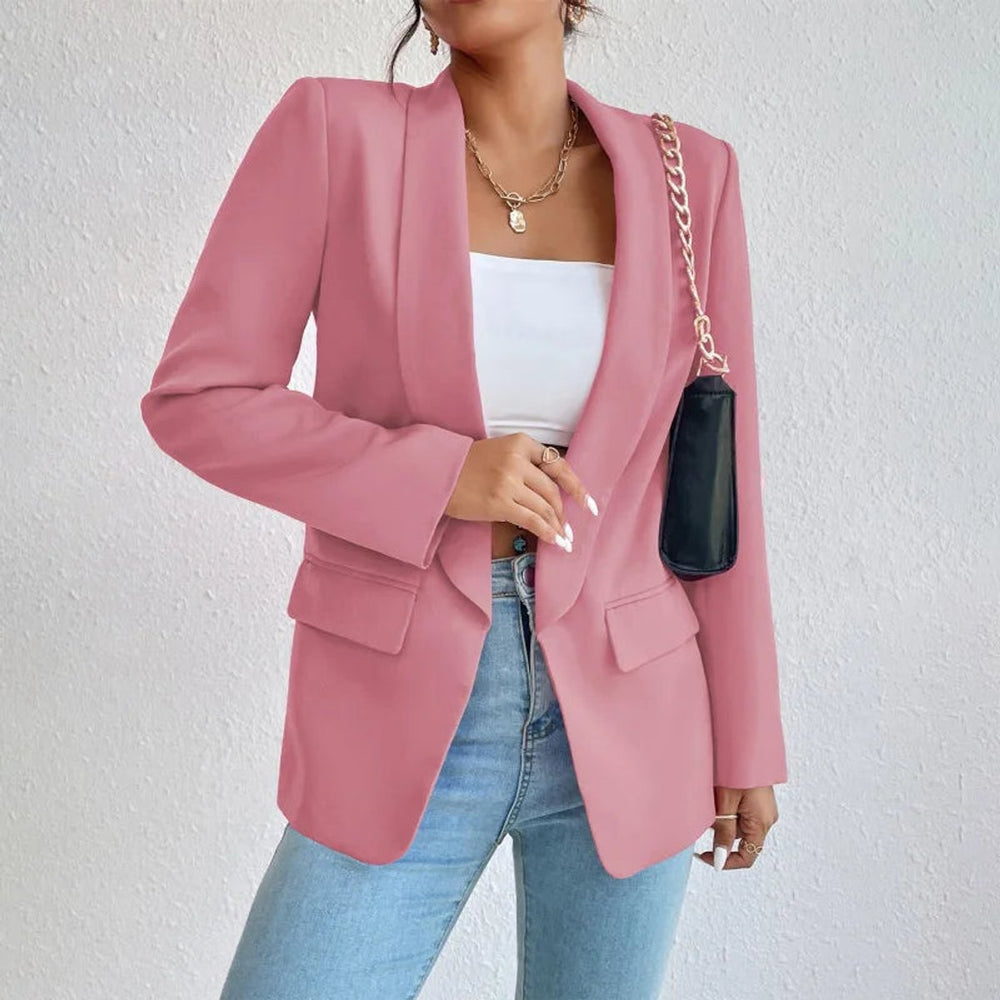 Women's Open-Front Long-Sleeve Shawl-Collar Blazer